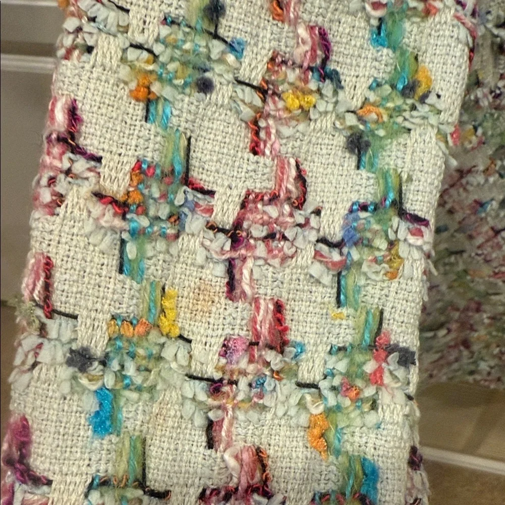 Vintage CC CHANEL tweed fantasy skirt suit in candy colors runway iconic Barbie